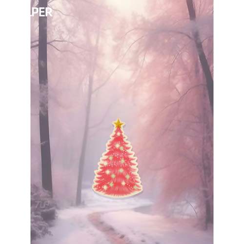 贴纸原创节日气氛粉红圣诞树