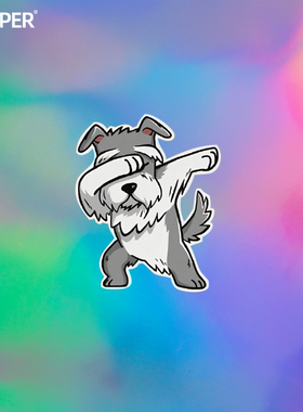 TLP反光车贴 dab举手动作雪纳瑞犬宠物狗狗贴纸防水摩托车