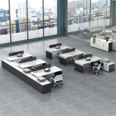 职员办公桌员工位简约现代l型财务电脑卡座办公V室桌椅组合6人