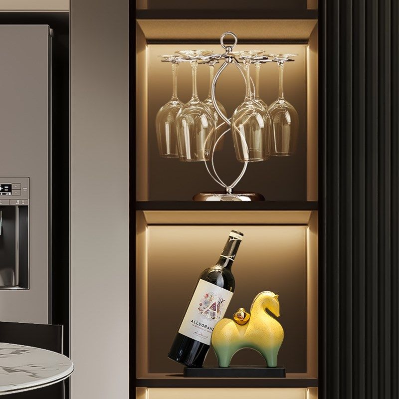 马上有钱红酒架摆件新中式酒柜客厅轻奢高档高级P感餐柜酒托 讬装,家居饰品,装饰摆件,淘宝优惠券,粉丝福利购,淘宝优惠卷