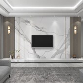 2025电视背景墙m壁画定制简约现代高级大理石岩板新款 电视墙布墙