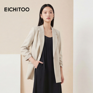 西服外套女上衣 对称翻袋设计时尚 爱居兔西服女春季 抽褶衣袖