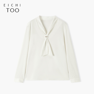 爱居兔春季 米白色职场风领带设计感衬衫