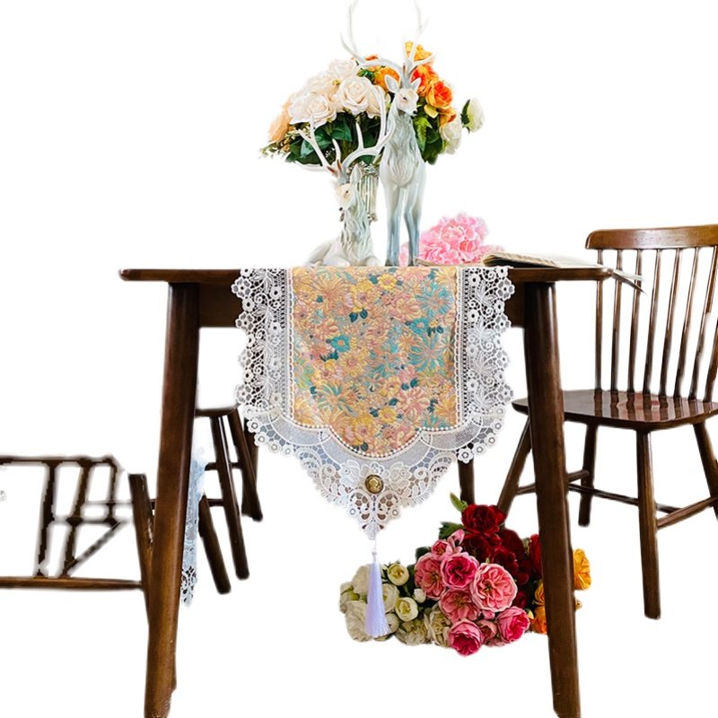 欧式蕾丝a边吊坠尖角桌旗餐桌布艺电视柜鞋柜防尘盖布钢琴巾茶几,居家布艺,桌旗,淘宝优惠券,粉丝福利购,淘宝优惠卷