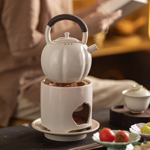 陶瓷提梁煮茶器明火黑晶炉烧水煮茶壶E侧把壶木炭户外围炉泡茶炉
