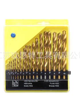 19件套高速钢镀钛麻花钻头 19PC套装 麻花钻组合木头塑料钻孔工具