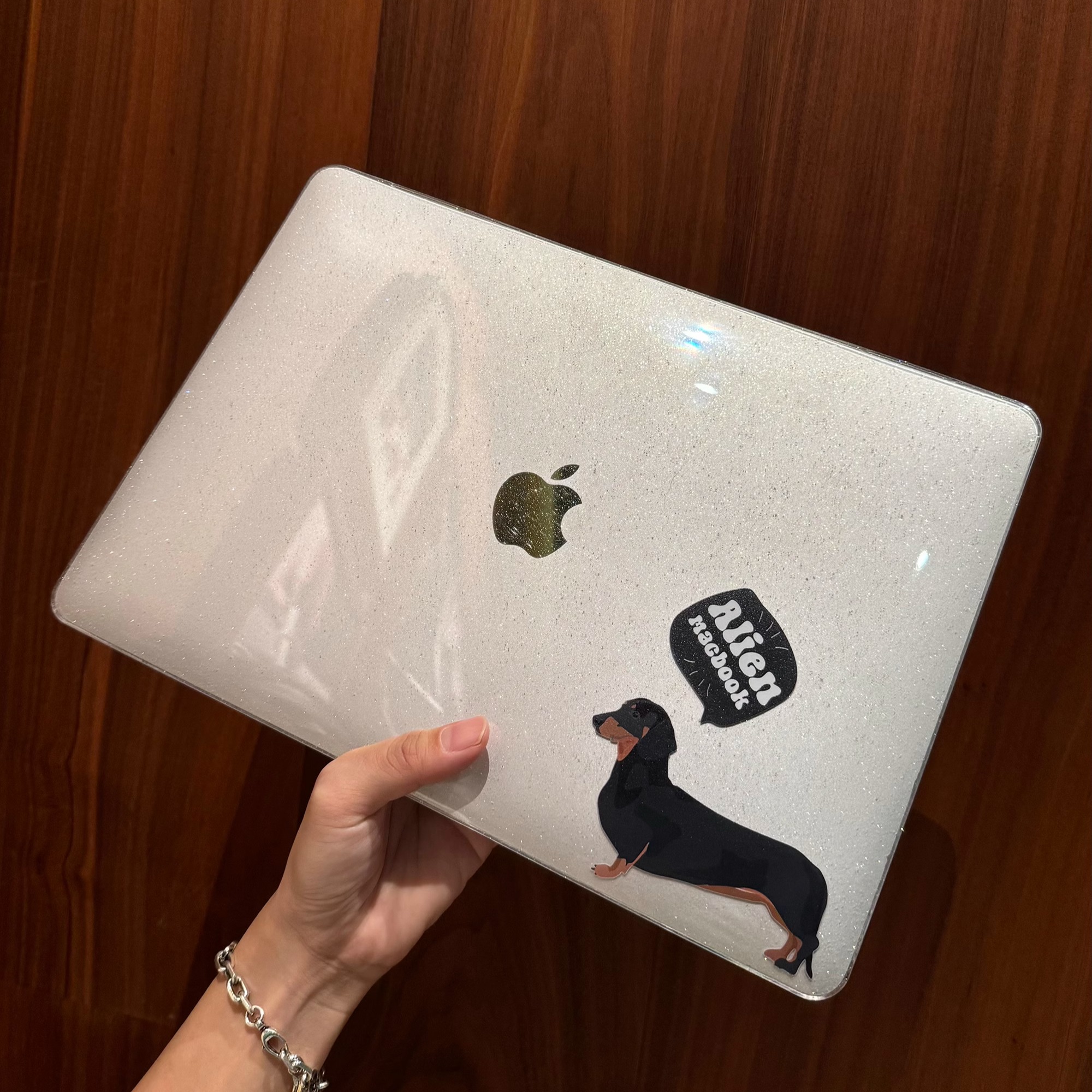 LUCKYCASE定制英文名腊肠狗macbook笔记本保护壳华为保护套微软壳