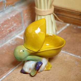 创意海洋系列之鹈鹕招财陶瓷玄关钥匙盘J水果盘肥皂盒收纳家居摆