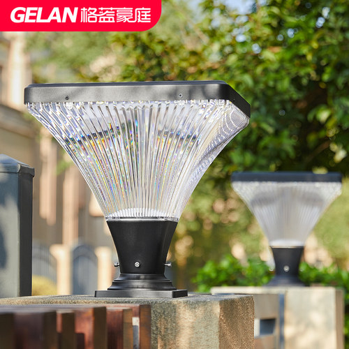 太阳能柱头灯户外防水庭院t灯现代院子柱子灯超亮围墙灯别墅门柱