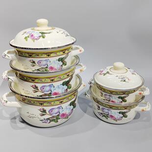 福锅五件套16 怀旧 24cm珐琅搪瓷锅双耳汤锅炖锅泡面碗小火锅老式