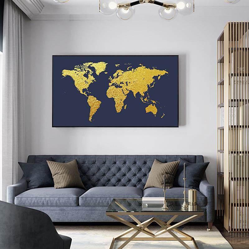 北欧装饰画英文版办公室沙发背景墙背景挂图地图创意大尺寸挂画,家居饰品,现代装饰画,淘宝优惠券,粉丝福利购,淘宝优惠卷
