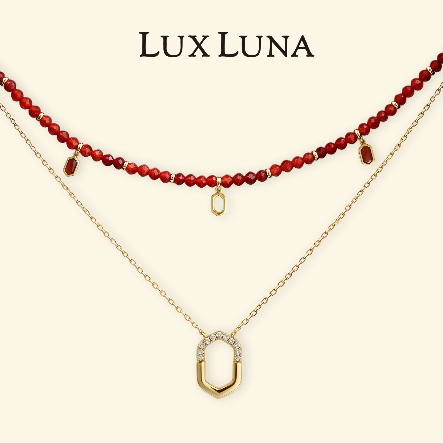 LuxLuna原创红玛瑙项链新年礼物