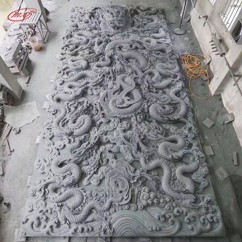 闽兴福厂家 石雕浮雕九龙壁壁画 浮雕花草壁画 人物浮雕背景墙照