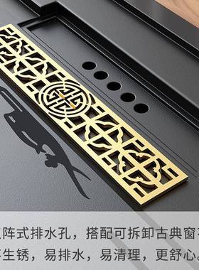 整块然乌金石茶盘家PVV用简约石大小天号茶黑金石茶盘材定制海嵌