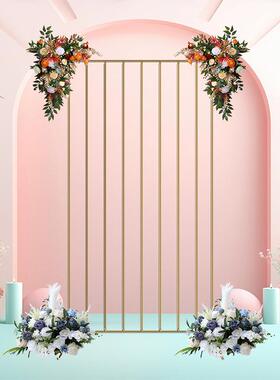 屏新款婚庆道具铁艺线镀屏条风弧形铁艺舞台背金景2装饰风拱形摆