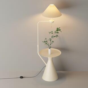 WJQ奶房油风落地客厅床头柜名宿家用书几立式灯橙色氛围台灯茶灯