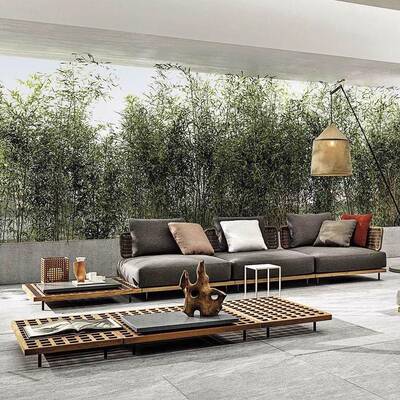 椅户外藤编沙发院别墅外柚木BEX实木休闲室花园防水庭防晒藤露天