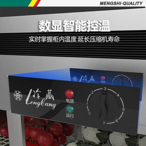 商用冰柜展璃柜CPU厨房冷柜立式冰大容示量双箱门全玻门冷藏保鲜