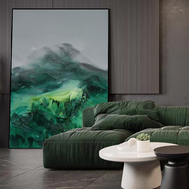 旷画野之现饰代简约客厅装画背有靠山QX202212沙发山墙酒店民宿玄