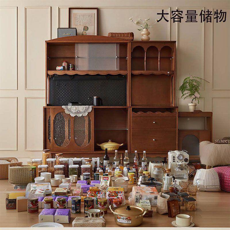 新美式实木复古餐边柜靠一中古DPQ厨体房洞板储墙物柜酒柜款柜茶