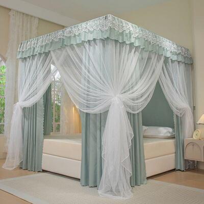 新款公主风幔一厂家直供体床式遮光保暖防尘床开门廷蚊宫帐落地帘