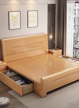 榉木实木床1.8米1.3m经dhd厂济1.2m工直销1.5型米5单双人床2米简