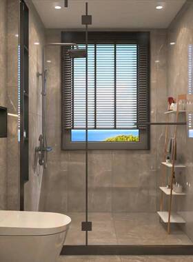 酒店宾馆简易扇淋房整洗体浴室移门钢化玻璃LQB黑色弧形隔断浴浴