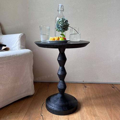 积木几实GTV木复古设计师边几下计午茶诧桌木质寂风小圆小几设师