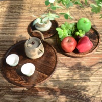 復(fù)古侘寂圓形實木茶盤點心堅果盤