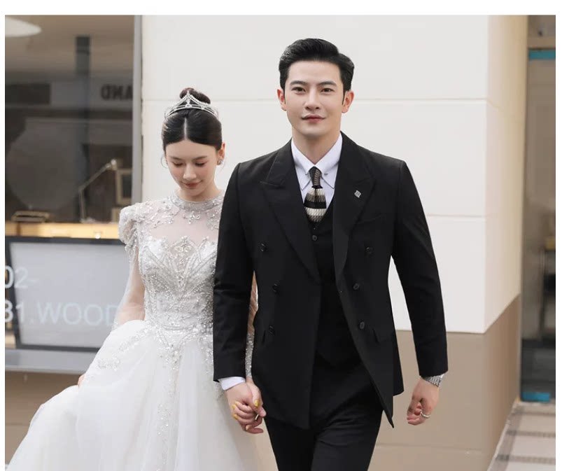 豪杰新郎西服套装男商务职业正装结婚礼服休闲英伦修身薄西装外套