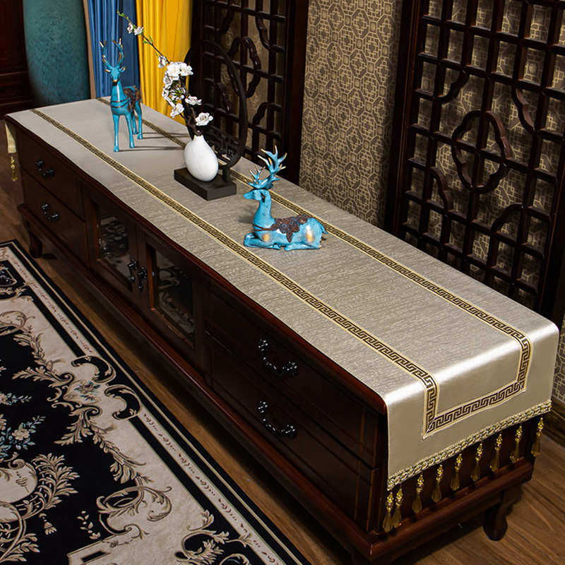 中式轻奢提花桌布电视柜盖巾玄关盖布餐桌垫茶几长条防尘桌旗台布,居家布艺,桌布,淘宝优惠券,粉丝福利购,淘宝优惠卷