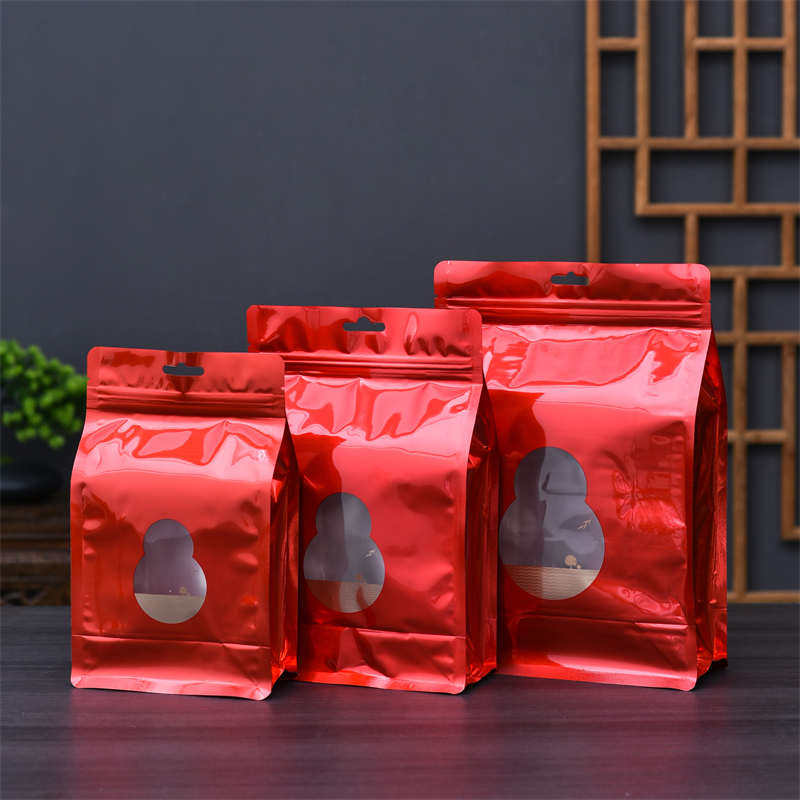 八边封立体食品密封袋通用绿茶红茶铝箔包装袋子茶叶自封口拉链袋