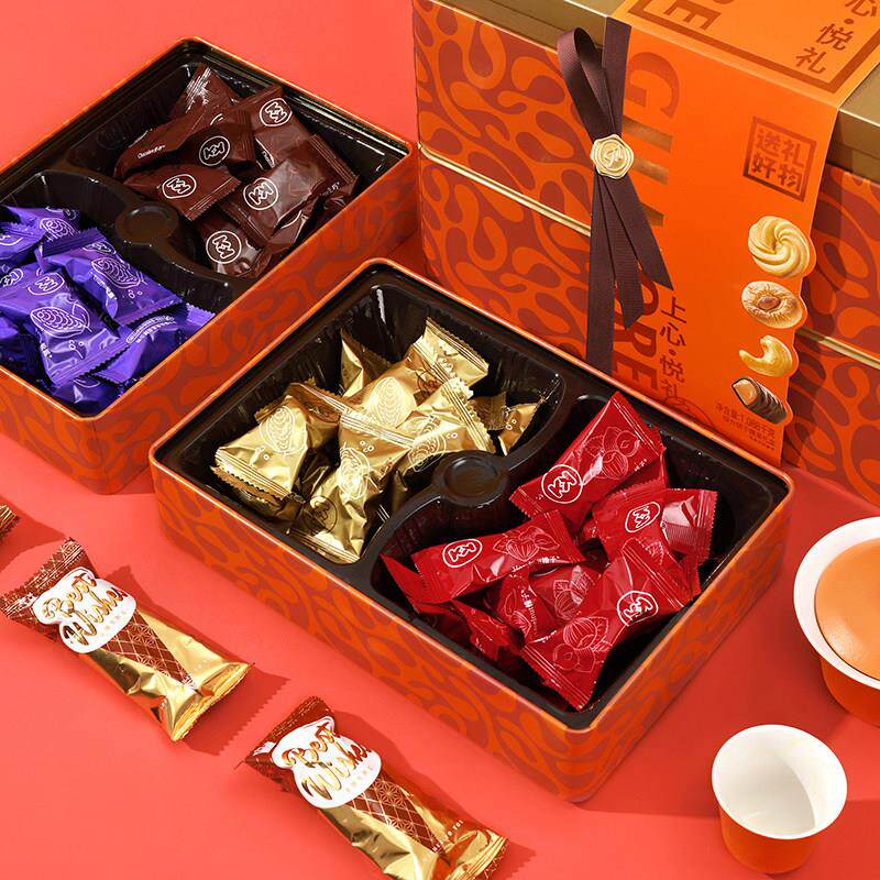 超友味上心悦礼综合饼干糖果礼盒丝带巧克力礼盒送礼结婚年货零食