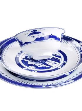 景德花镇白瓷餐具装碗碟家用中陶瓷式碗盘子Z1204组合复古青瓷釉