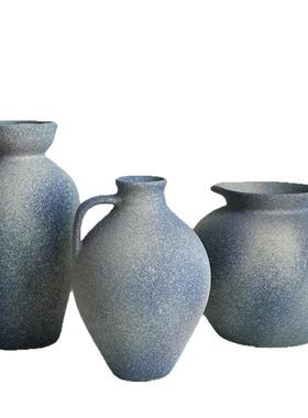 件货源景德PEZ镇侘寂禅意摆双风耳陶粗陶罐插花民宿复古陶瓷花瓶