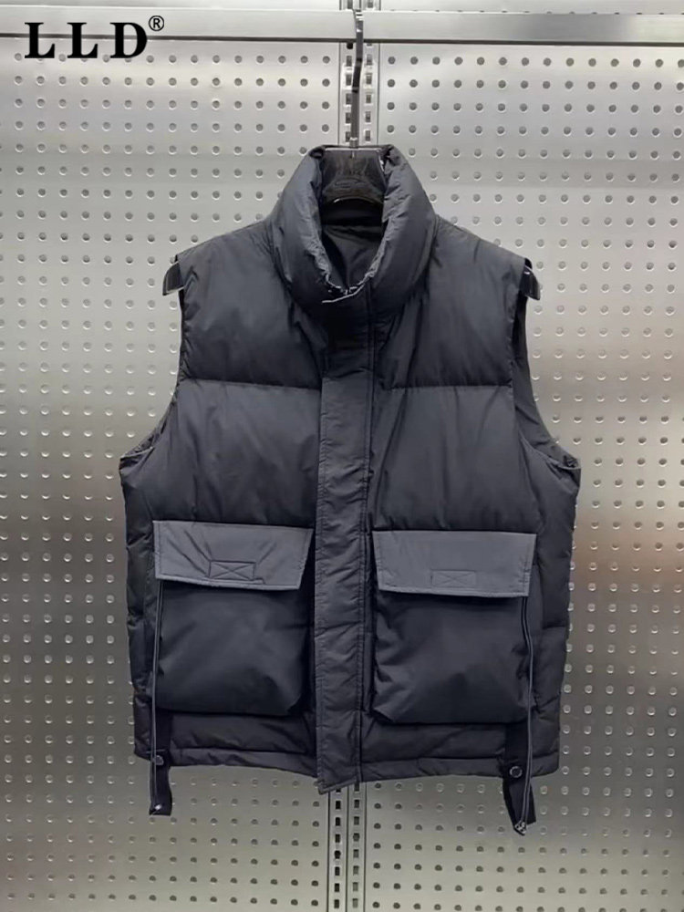 高端黑色坎肩羽绒马甲男款秋冬2025新款潮牌工装宽松加厚男士外套,男装,羽绒马甲,淘宝优惠券,粉丝福利购,淘宝优惠卷