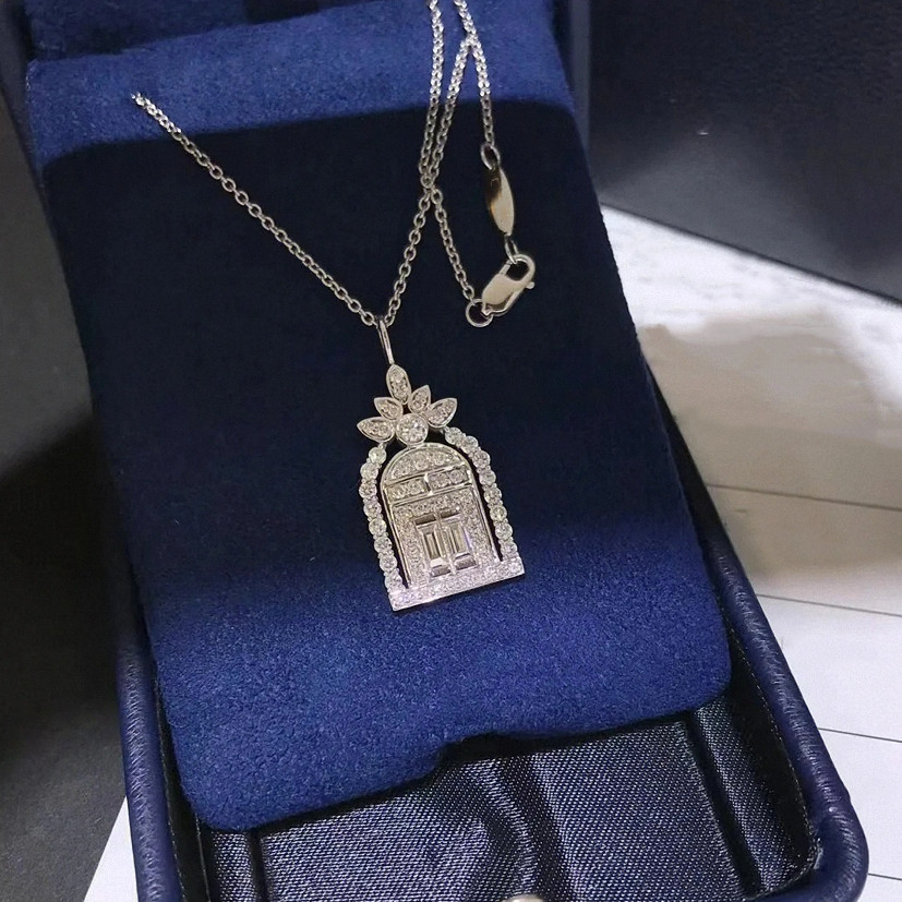 幸福之门项链 女纯银925满钻城堡吊坠锁骨链高级感轻奢小众设计