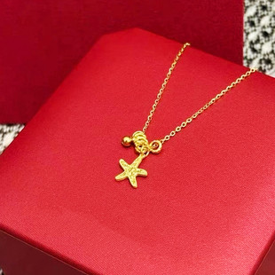 爆闪碎冰冰辰星海星项链 女纯银镀18K黄金色圆环跑环金珠锁骨链潮