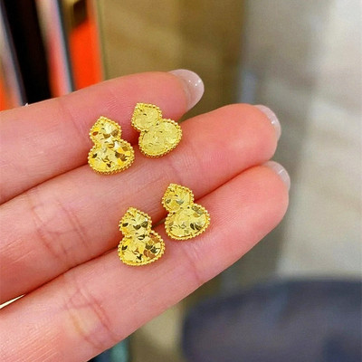 碎冰冰葫芦耳钉 女纯银镀18K黄金色爆闪耳环耳饰时尚百搭设计礼物