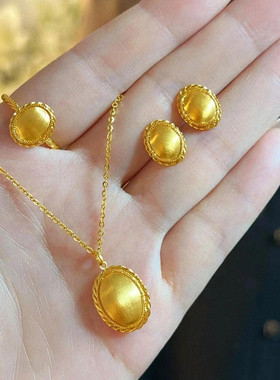 古法金色丝绸金纽扣戒指