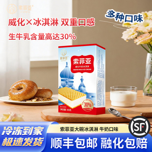 索菲亚冰淇淋威化方糕盒装冰激凌生牛乳网红雪糕冷饮批发双重口感