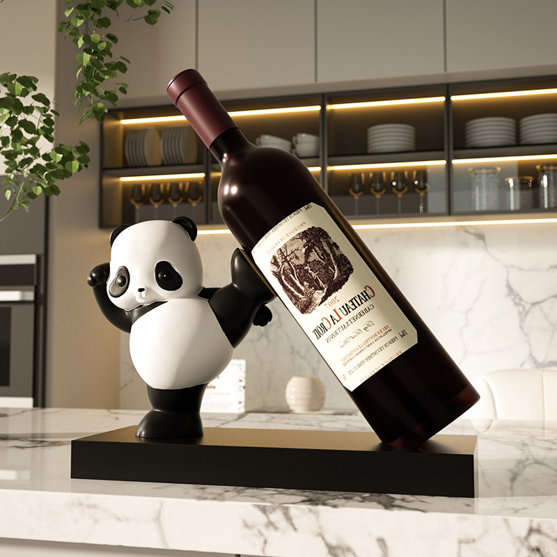 速发熊猫红酒架摆件柜迁新房酒柜家居饰品轻奢高档客厅乔边餐酒托,家居饰品,装饰摆件,淘宝优惠券,粉丝福利购,淘宝优惠卷