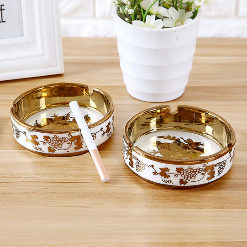 速发家用潮厅欧式号瓷烟灰缸 创意个性客流多功能不带盖大陶烟缸