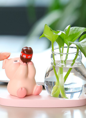 速发创意可爱吨培吨动物小金黄葛花水吨书桌客厅卧室家居小摆件