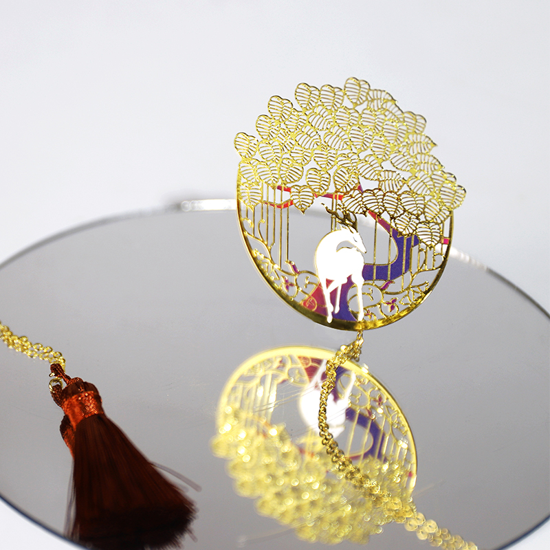 速发镂空金属书签敦煌九色鹿精致独特老计文具礼设送物师同学