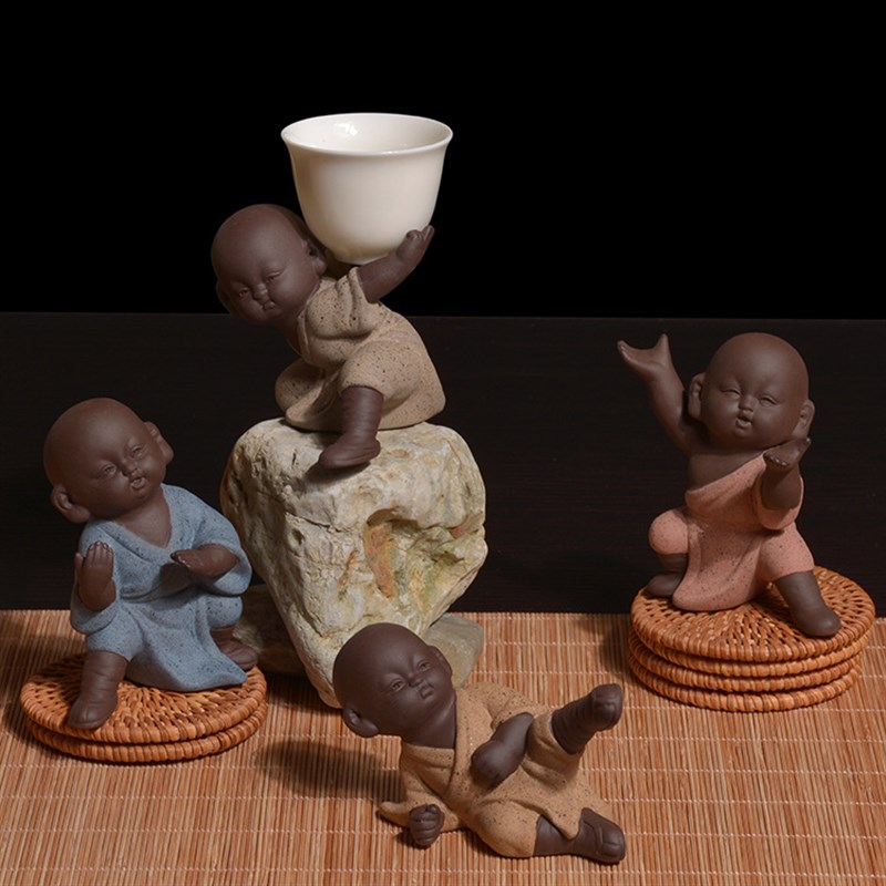 速发紫砂花宠摆件茶宠小人尚陶瓷和物工艺品配件家居手工礼品