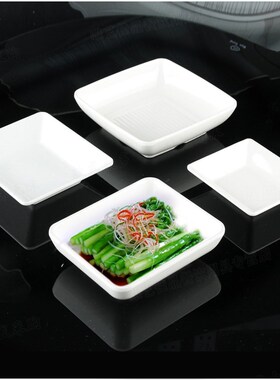 速发丰碟密胺仿餐瓷具白色四方美深盘正方形汤盘凉菜盘泡饭盘子XC