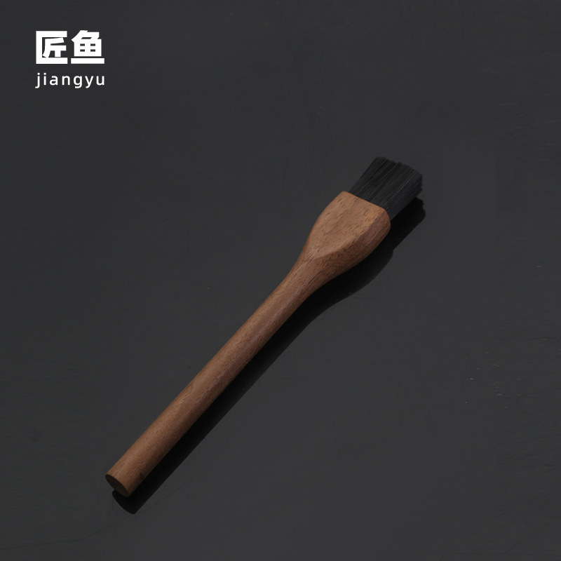 速发匠鱼简约胡桃木茶刷不掉毛硬毛实木养壶笔清洁茶盘扫水刷功夫