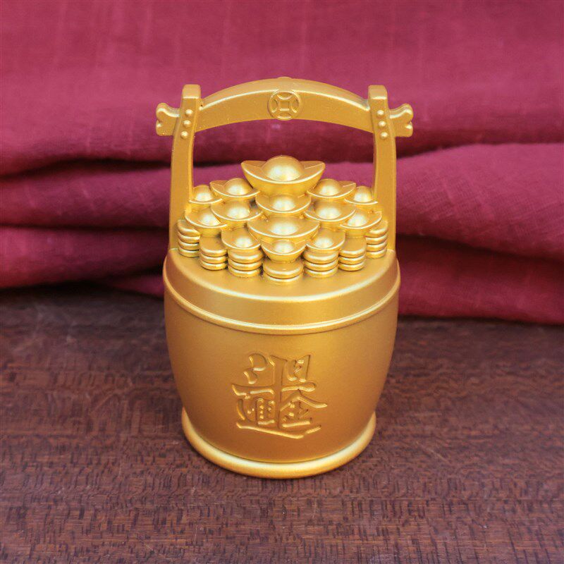 速发仿公一桶金元宝把玩件日进斗金办铜室客厅桌面摆件鎏金一桶金