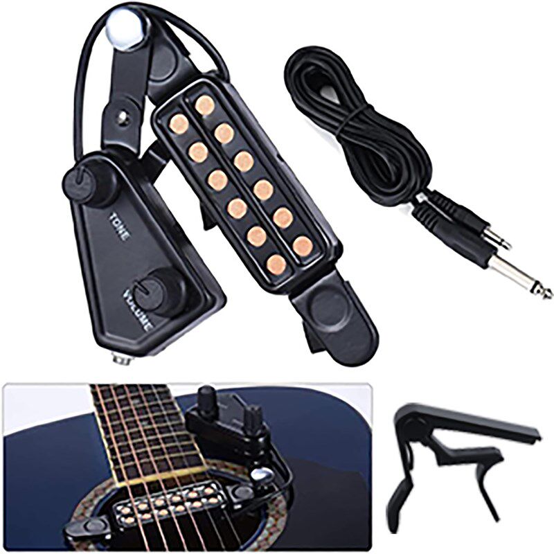 速发民谣木琴他卡扣式拾音器新打可调音量免款孔不伤吉卡扣吉他拾
